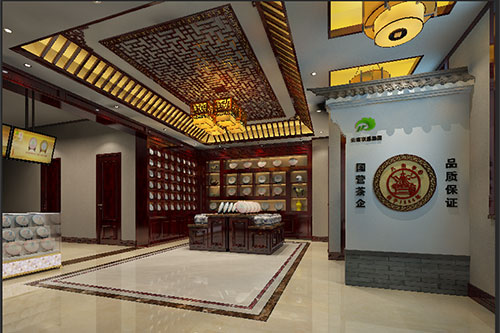 古朴典雅的中式茶叶店大堂设计效果图