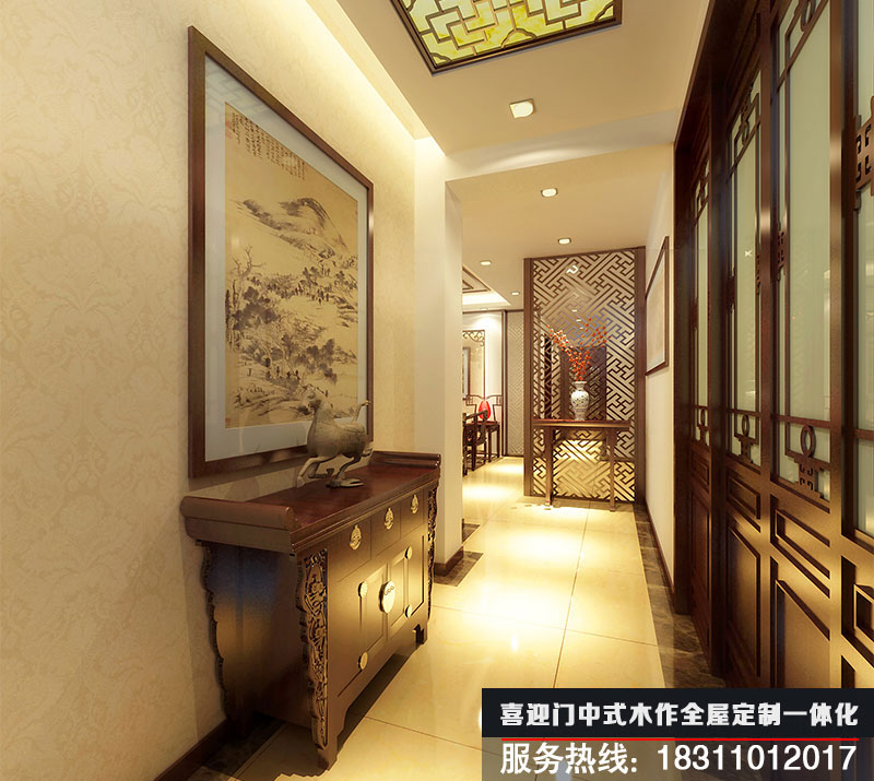 中式走廊设计效果图
