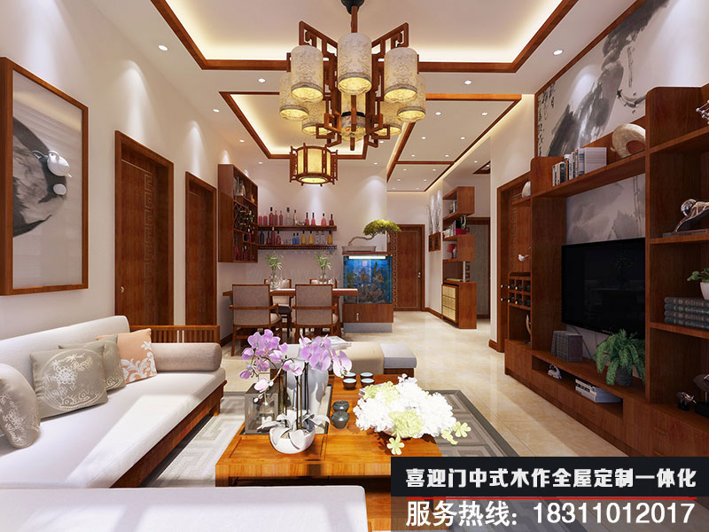 中式简约客厅设计效果图