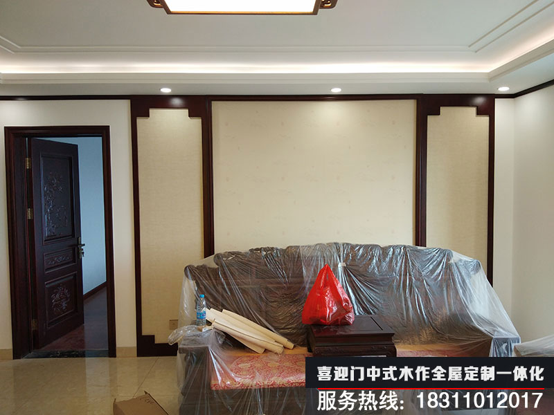 中式别墅客厅沙发背景墙简约的安装情况
