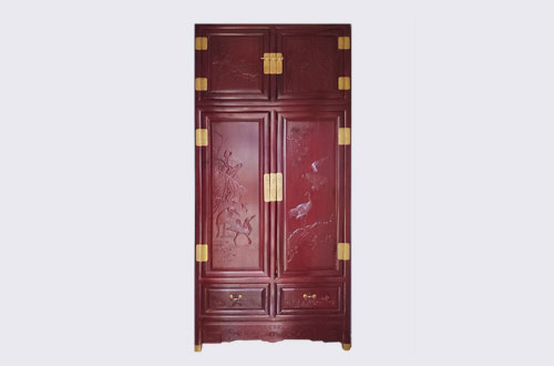高端中式家居装修深红色纯实木衣柜