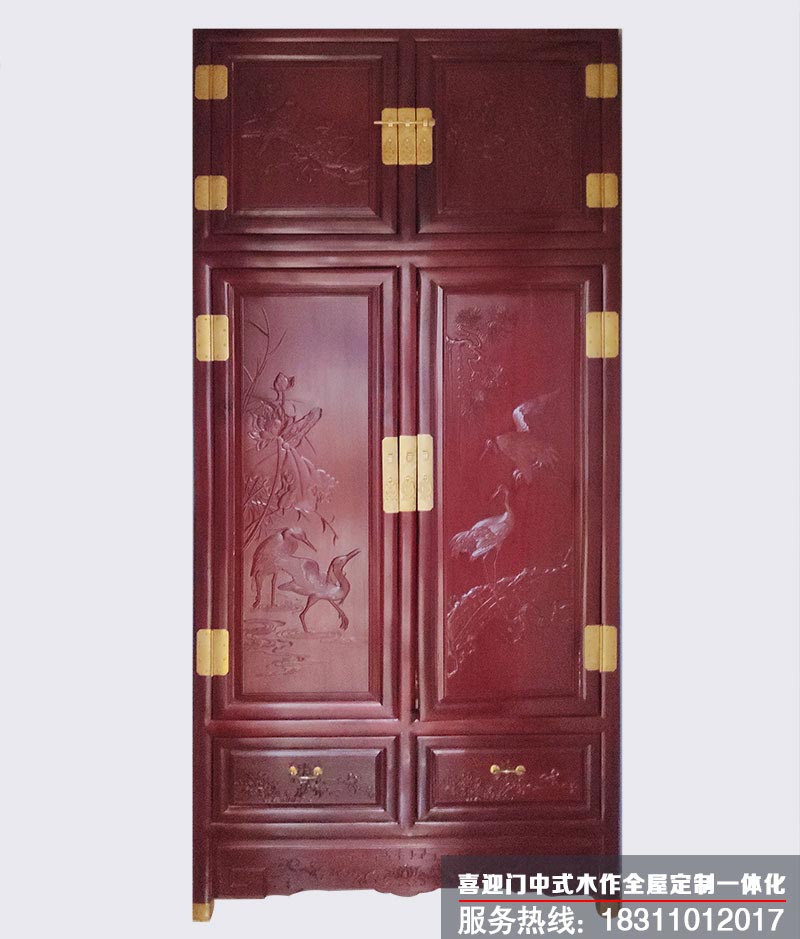 中式家庭装修中必不可少的中式纯实木衣柜展示
