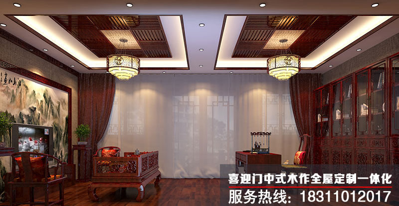 中式别墅书房设计效果图