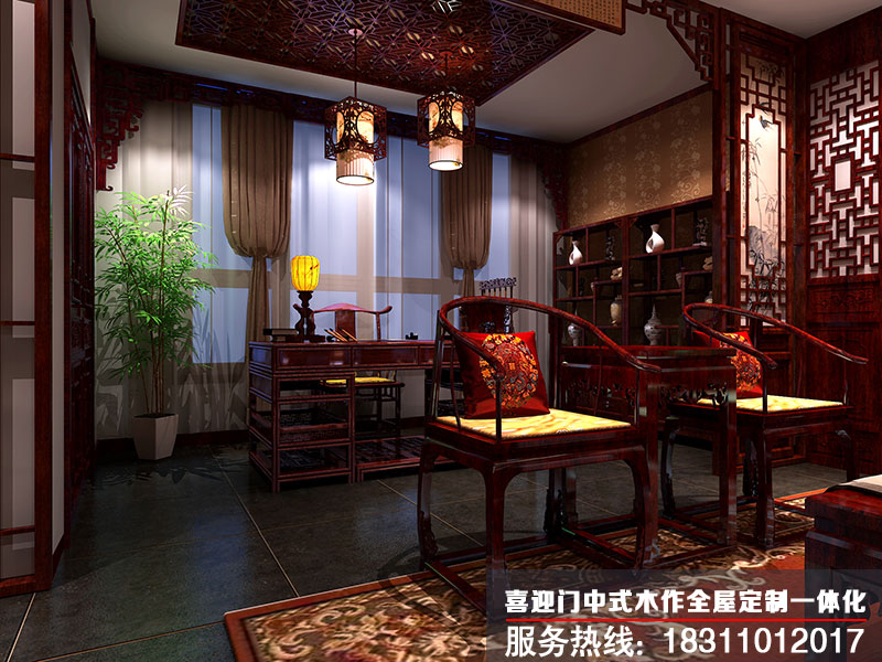中式客厅书房设计效果图