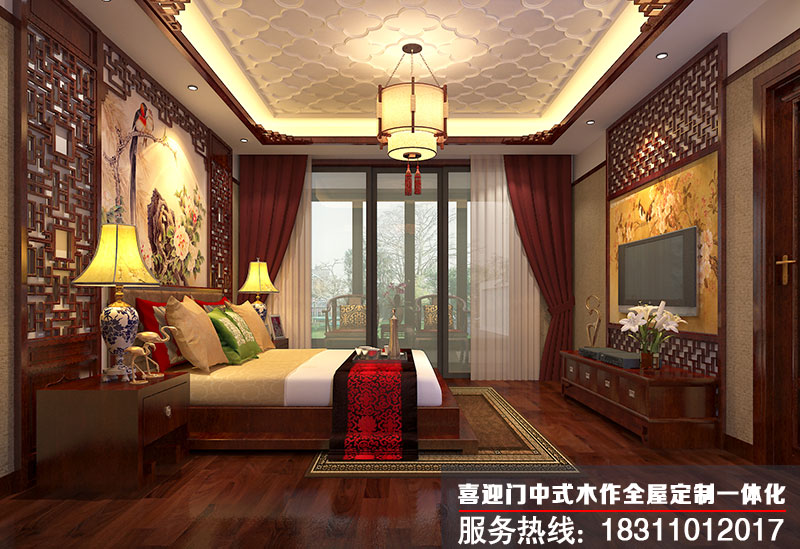 中式家庭主卧室装修设计效果图