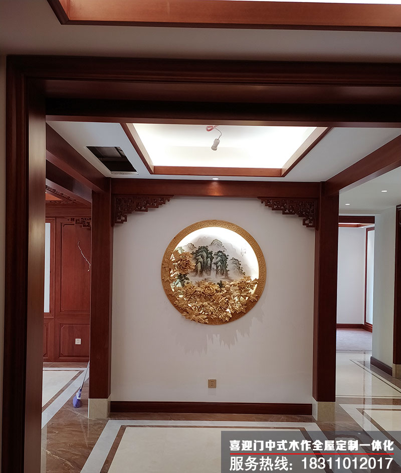 中式私人会所玄关墙装饰