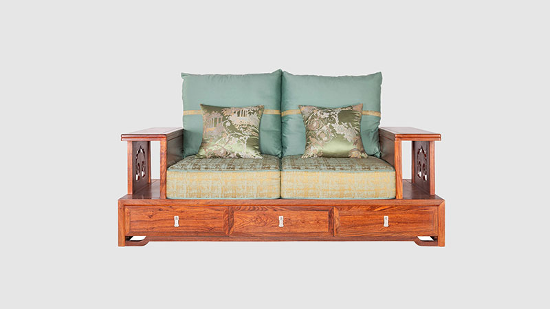 中式实木双人沙发效果图